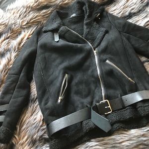 Black Aviator Shearling Jacket